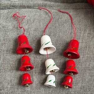 Vintage Red and White Bell Ornaments